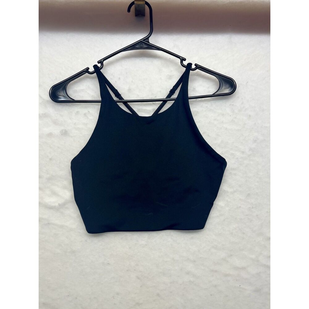 Girlfriend Collective Topanga Bra black medium criss-cross back yoga pilates